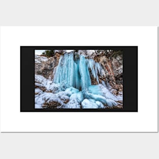 Frozen waterfall in the winter Posters and Art